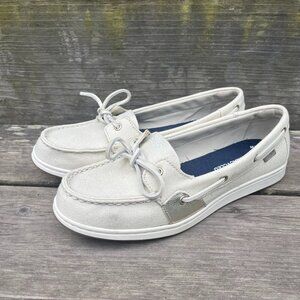 Sperry Women's Coastfish Metallic Canvas Seacycled Cream STS88762 Shoes Sz 9.5